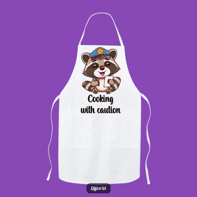 Funny Raccoon Officer Apron: Cook with Enthusiasm and Patrol Style