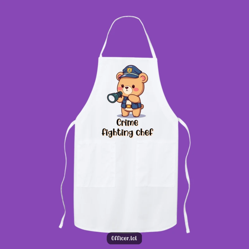 Funny Police Bear Apron: Brave Chef's Helper for Kitchen Duty