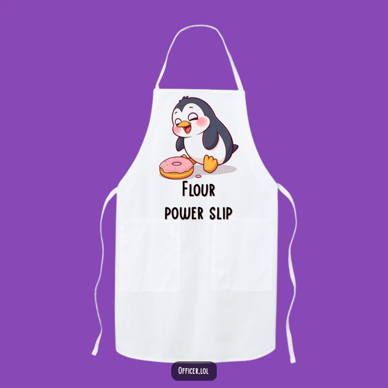 Funny Penguin Donut Spill Apron: Cook with Clumsy Charm and Humor