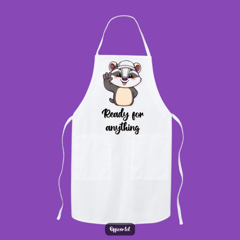Funny Badger Salute Apron: Cook with Cheer, Jovial Animal, Hilarious Gift!