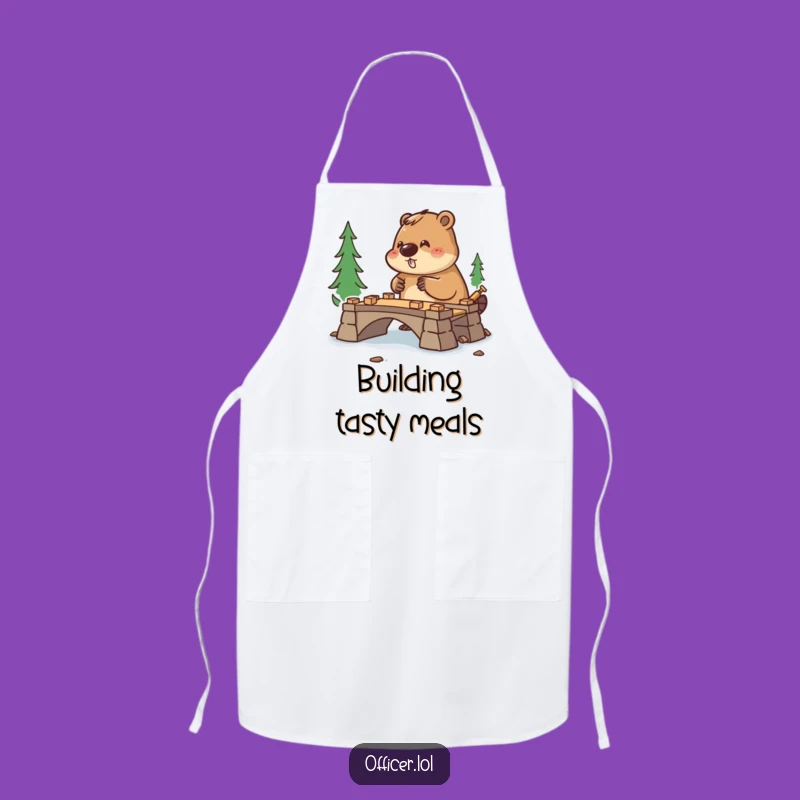 Funny Beaver Apron: Diligent Chef Construction Wear, Kitchen Gift