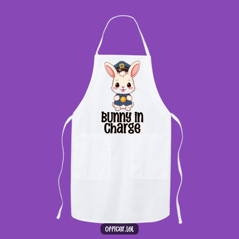 Funny Bunny Officer Apron: Cook with Cute Authority and Kitchen Charm!