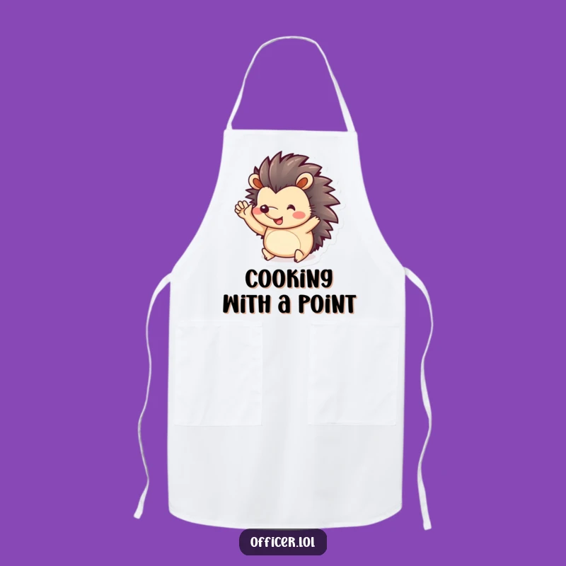 Funny Hedgehog Salute Apron: Cook with Playful Cheer and Spiky Style