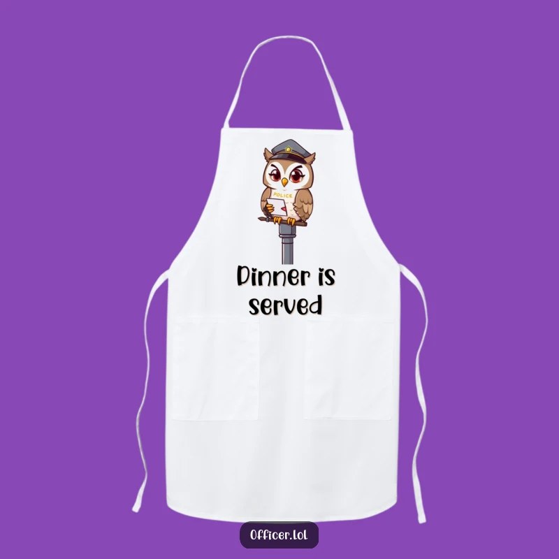 Funny Owl Officer Apron - Kitchen Duty with Nocturnal Wisdom & Humor