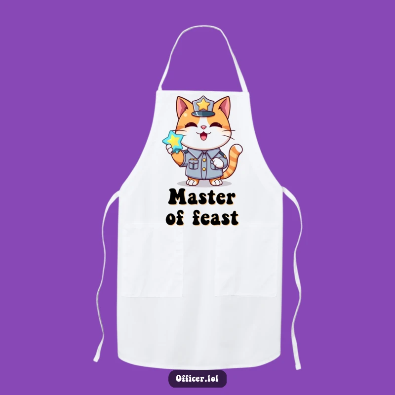Funny Cat Apron: Happy Chef's Badge Holder Kitchen Gift