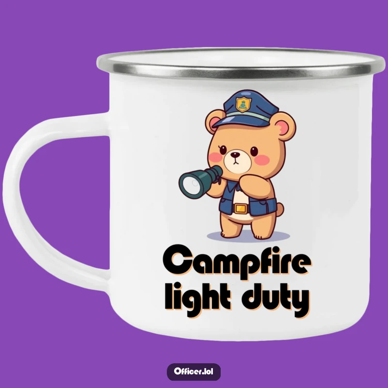 Funny Police Bear Camping Mug: Brave Officer's Trail Companion