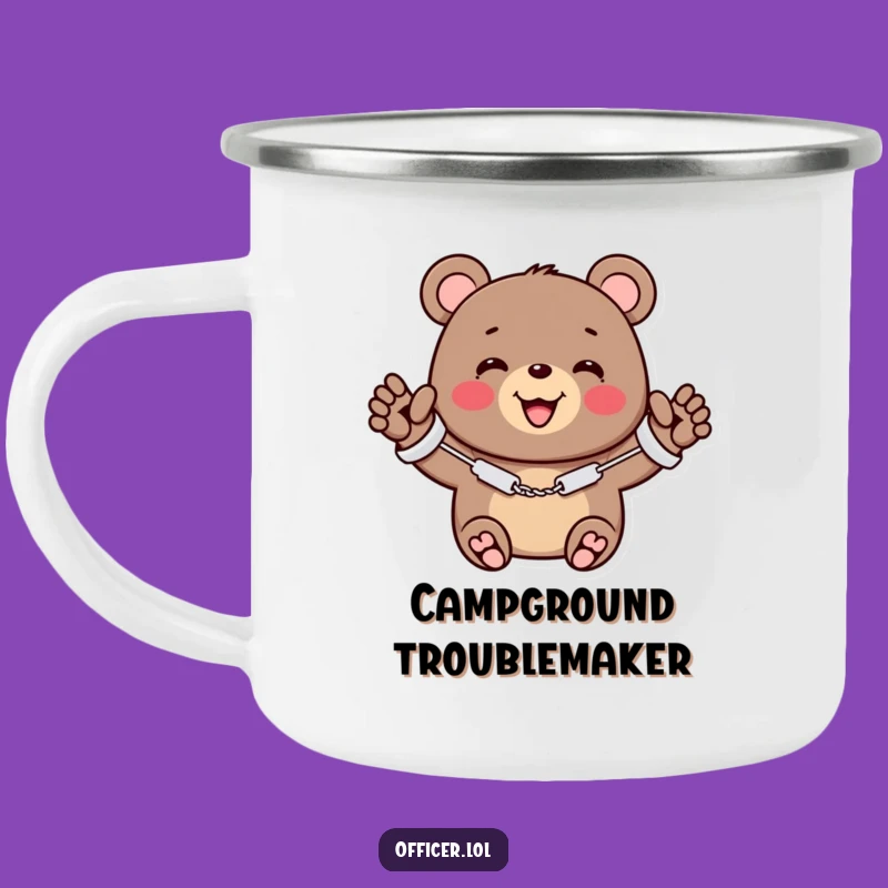 Durable Funny Bear Handcuffs Camping Mug - Adventure and Cuteness