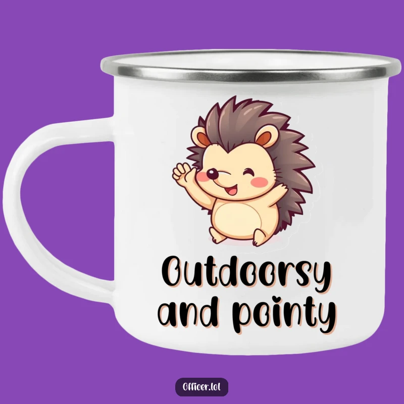 Funny Hedgehog Salute Camping Mug: Enjoy Your Adventure with a Playful Greeting