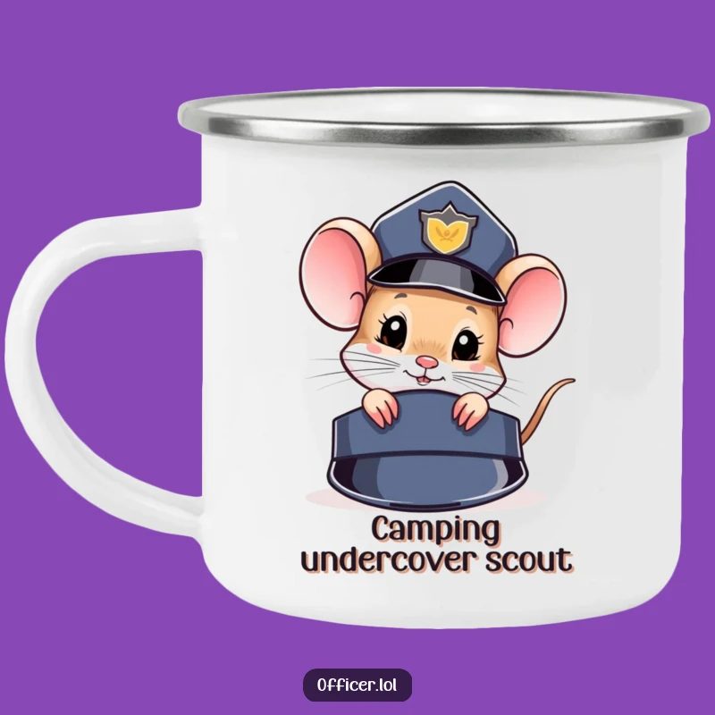 Funny Mouse Cop Hat Camping Mug: Enjoy Your Adventure with Curiosity