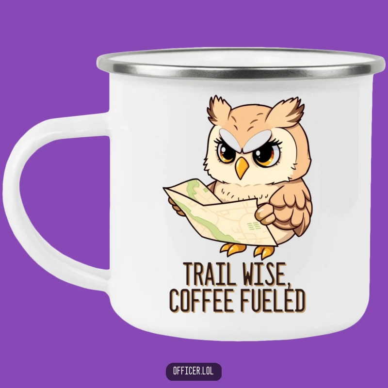 Funny Owl Camping Mug: Wise Explorer Drinkware, Adventure Gift