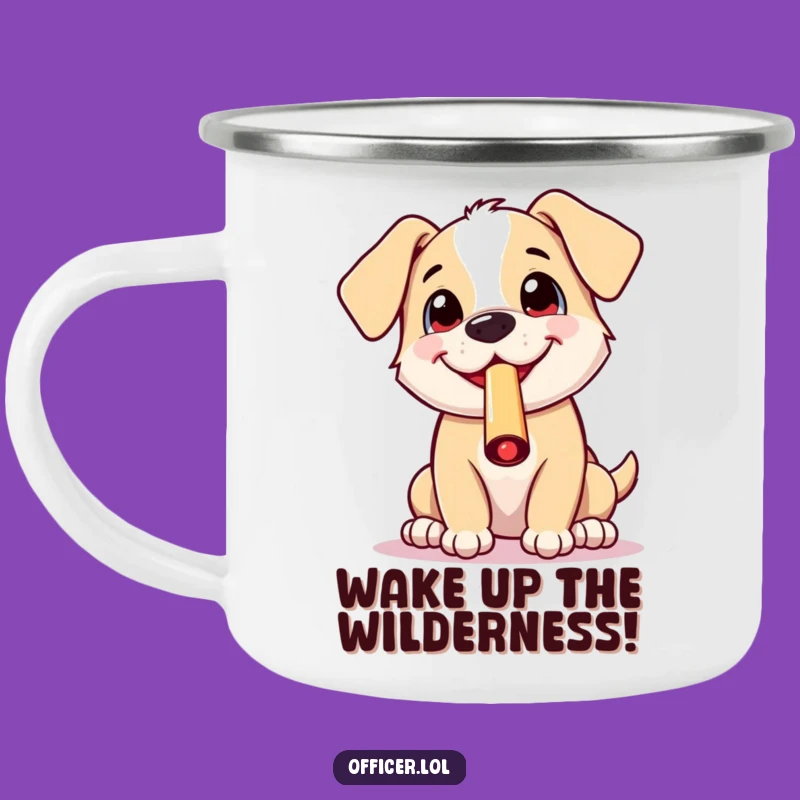 Funny Puppy Whistle Camping Mug: Cheerful Adventures, Hilarious Style, Great Gift