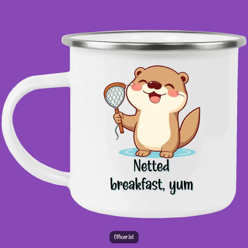 Funny Otter Catch Camping Mug: Enjoy Your Adventure with Joyful Triumph