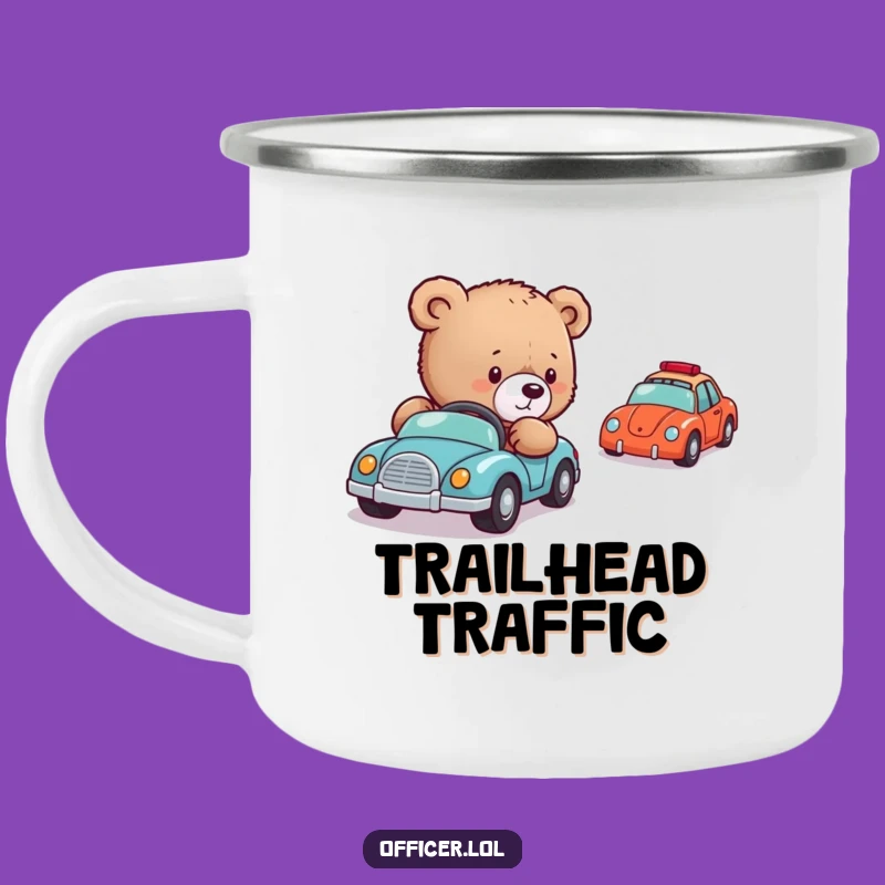 Funny Bear Cub Traffic Camping Mug: Adventure Direction Humor, Perfect Funny Gift