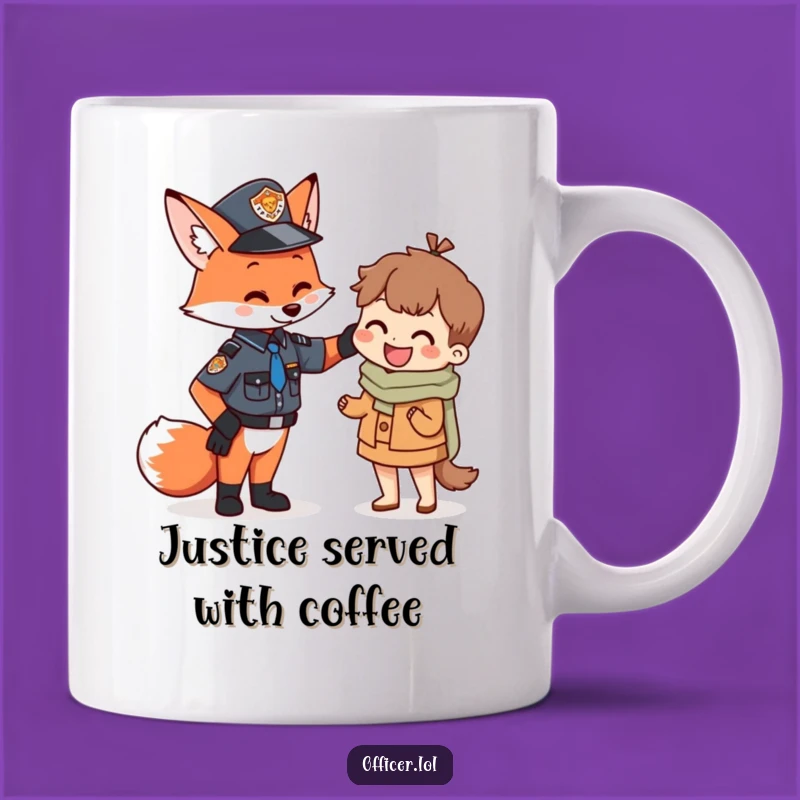 Funny Fox Officer Mug: A Heartwarming Gift for Law Enforcement Lovers