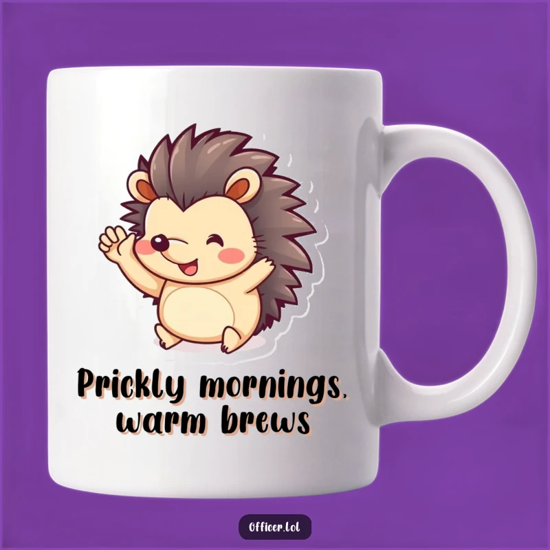 Funny Hedgehog Salute Mug: A Playful and Cheerful Greeting from Your Spiky Friend