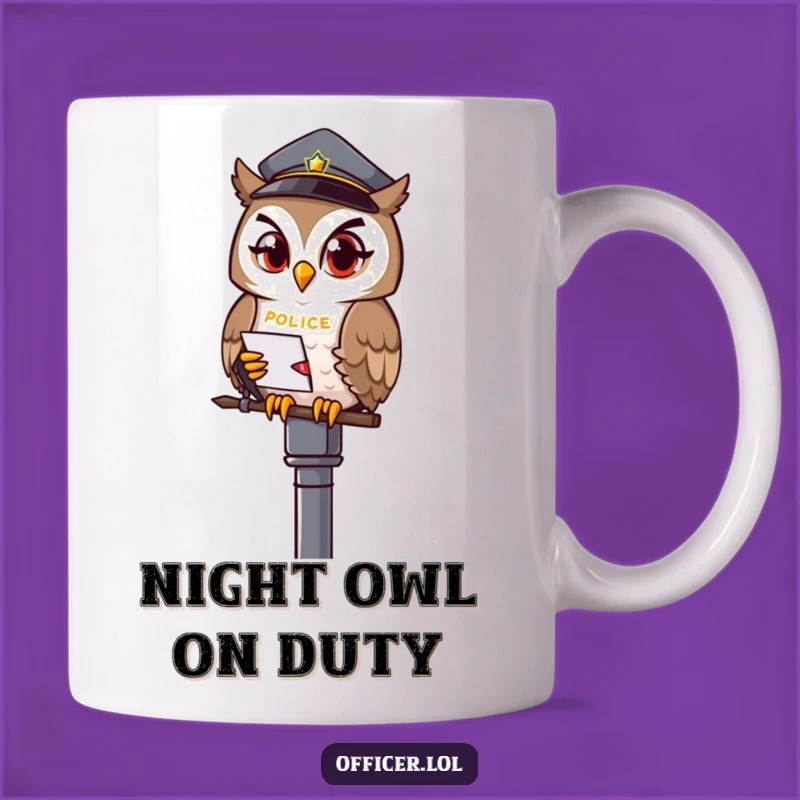 Funny Owl Officer Mug - Wise & Witty Night Watch Gift for Coffee Lovers