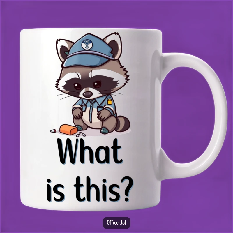 Funny Raccoon Officer Mug - Curious Investigator's Perfect Gift for Coffee Lovers
