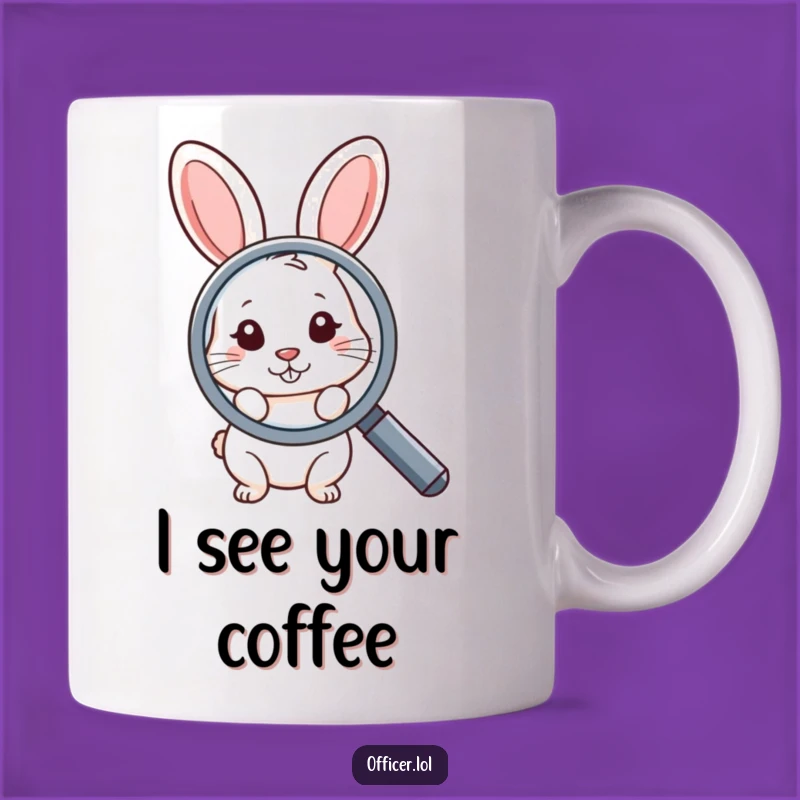 Funny Rabbit Magnifying Glass Mug: Shy & Curious - Perfect Gift
