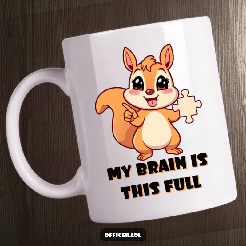 Funny energetic squirrel character enthusiastically pointing towards a solved puzzle, triumphant moment.