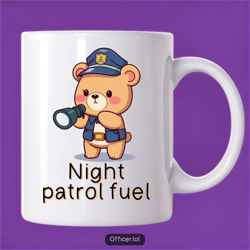 Funny Police Bear Mug: Brave Night Watchman Officer Gift for Law Enforcement
