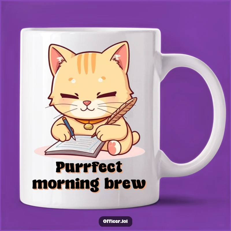 Funny Cat Ticket Writer Mug - Diligent Feline Officer, Hilarious Gift Mug