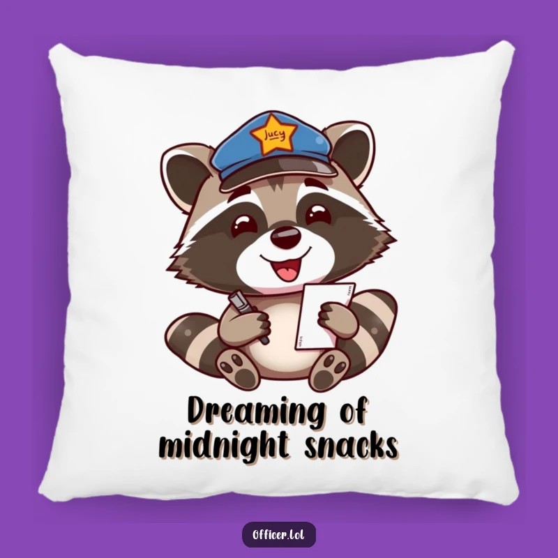 Funny Raccoon Officer Pillow: Cozy Comfort with an Enthusiastic and Smiling Touch