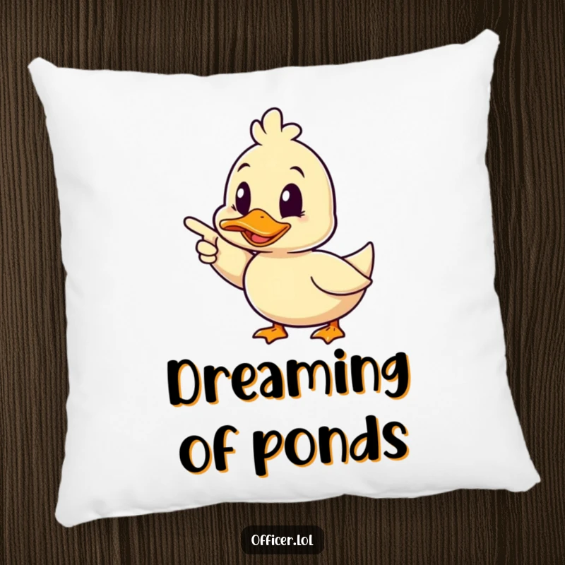 Funny duck pillow, a happy duck pointing forward with a wink, offering comfort and humorous direction for any room.