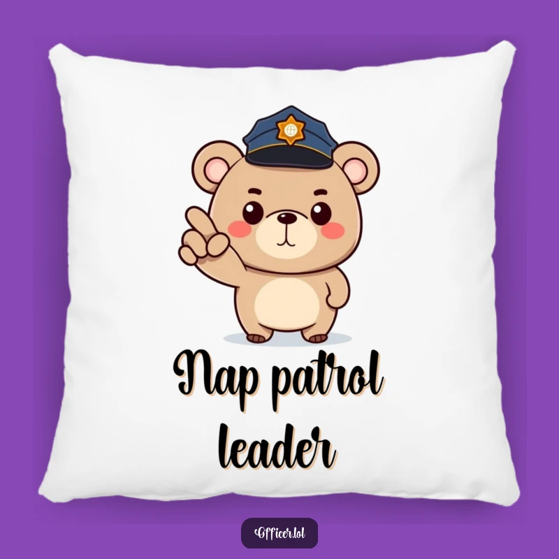 Funny Bear Patrol Pillow: Add Softness and Humor with This Determined Police Design
