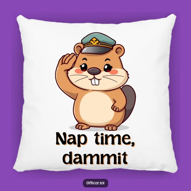 Funny Beaver Salute Pillow: Cozy Comfort & Determined Style - Hilarious Home Decor Gift