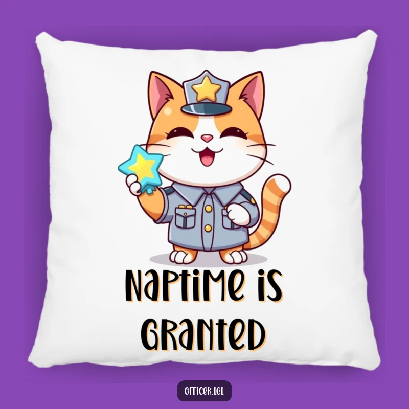 Funny Cat Pillow: Cozy Happy Uniformed Accent Pillow