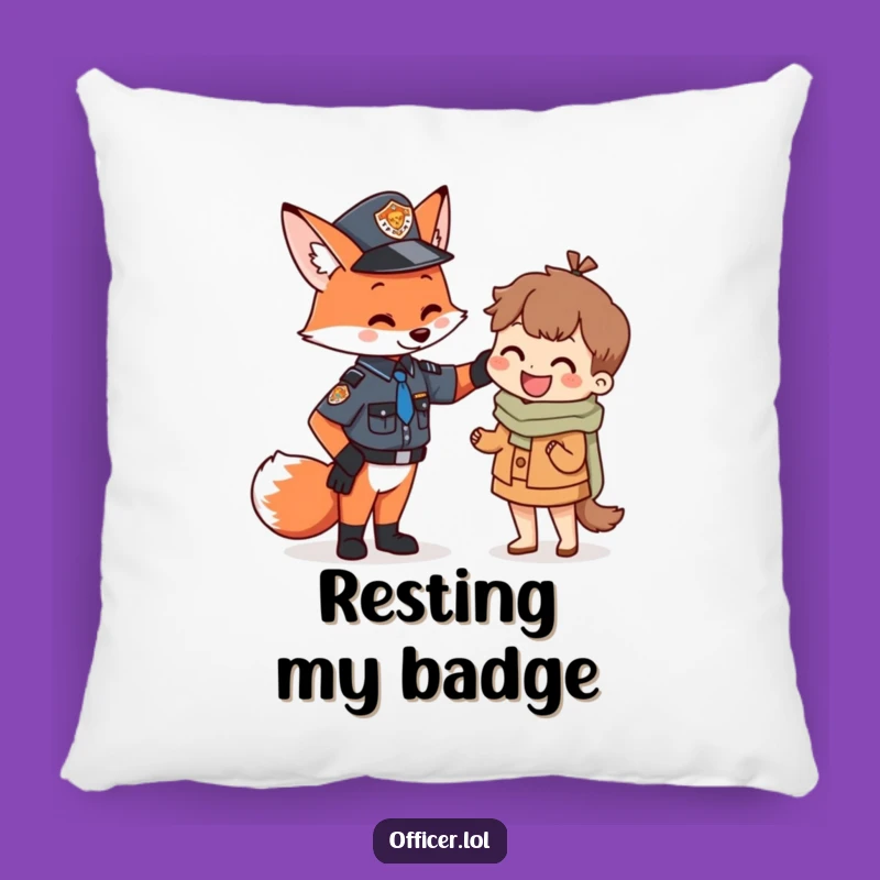 Funny Fox Officer Pillow: Cuddle Up with This Adorable Support Design