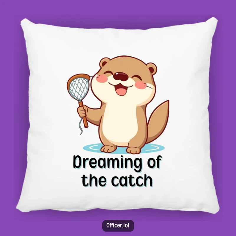 Funny Otter Catch Pillow: Cozy Comfort with a Joyful and Triumphant Touch