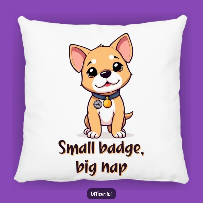 Funny Puppy Badge Pillow: Cozy Determined Cushion, Perfect Humorous Home Gift
