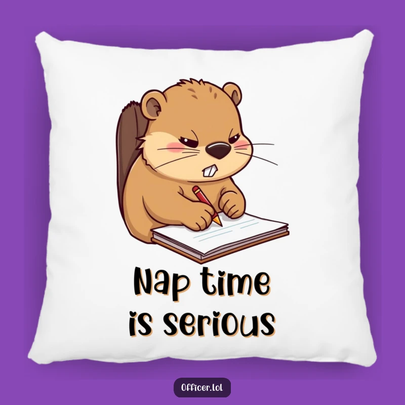 Funny Beaver Stress Pillow: Cozy Comfort with a Hilarious Busy Expression