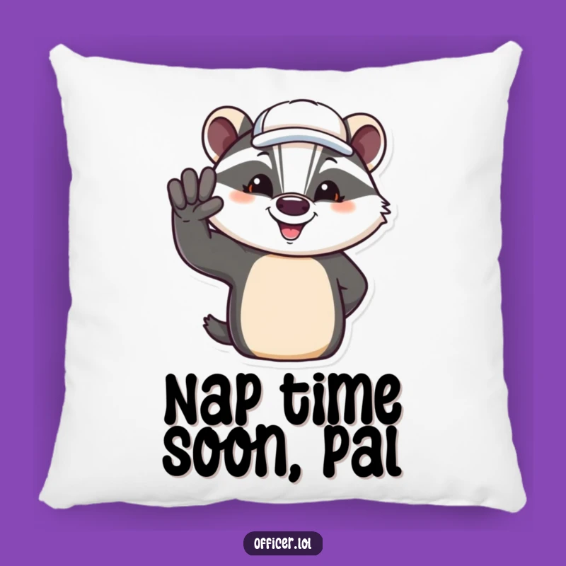 Funny Badger Salute Pillow: Cozy Humor, Jovial Animal, Ideal Funny Gift!