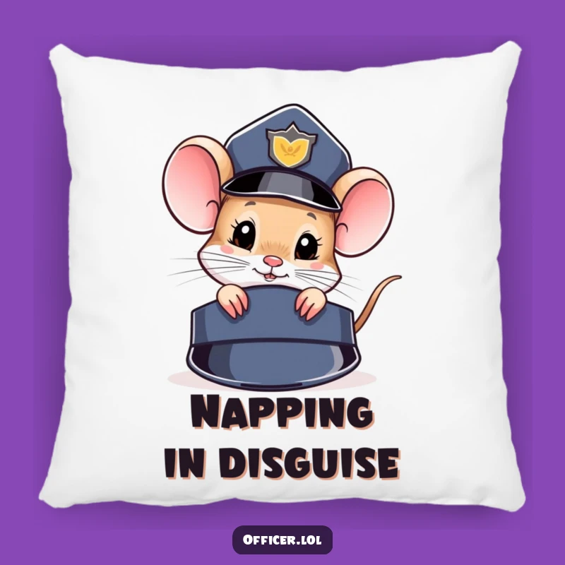 Funny Mouse Cop Hat Pillow: Cozy Comfort with a Curious and Detective Touch