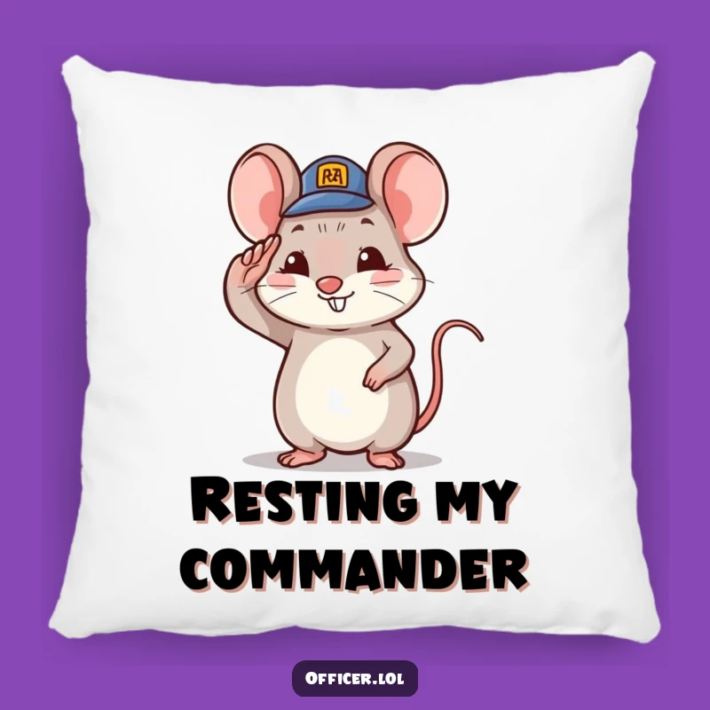 Funny Saluting Mouse Pillow: Tiny Hat Accent Pillow, Cute Funny Gift