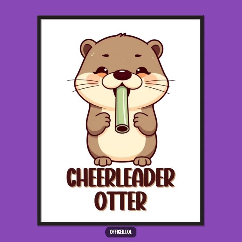 Funny Otter Whistle Art Print - Whimsical Digital Download