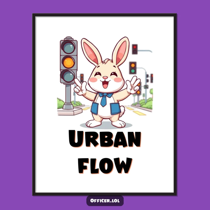 Funny Bunny Traffic Digital Art: Instant Cheerful Wall Decor, A Hilarious Gift Idea