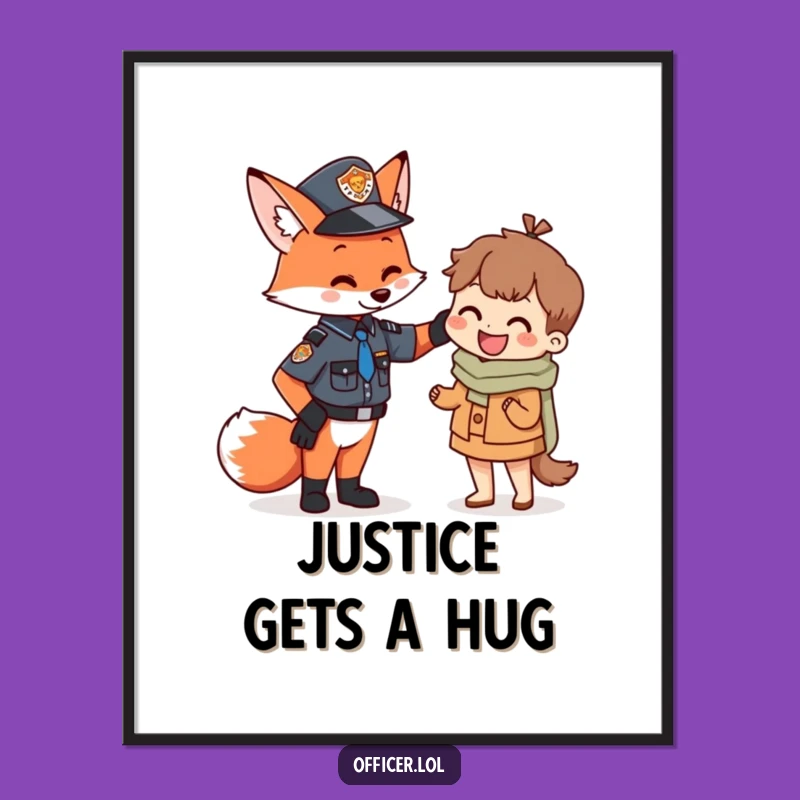 Funny Fox Officer Digital Art: Bring Home This Heartwarming and Humorous Scene
