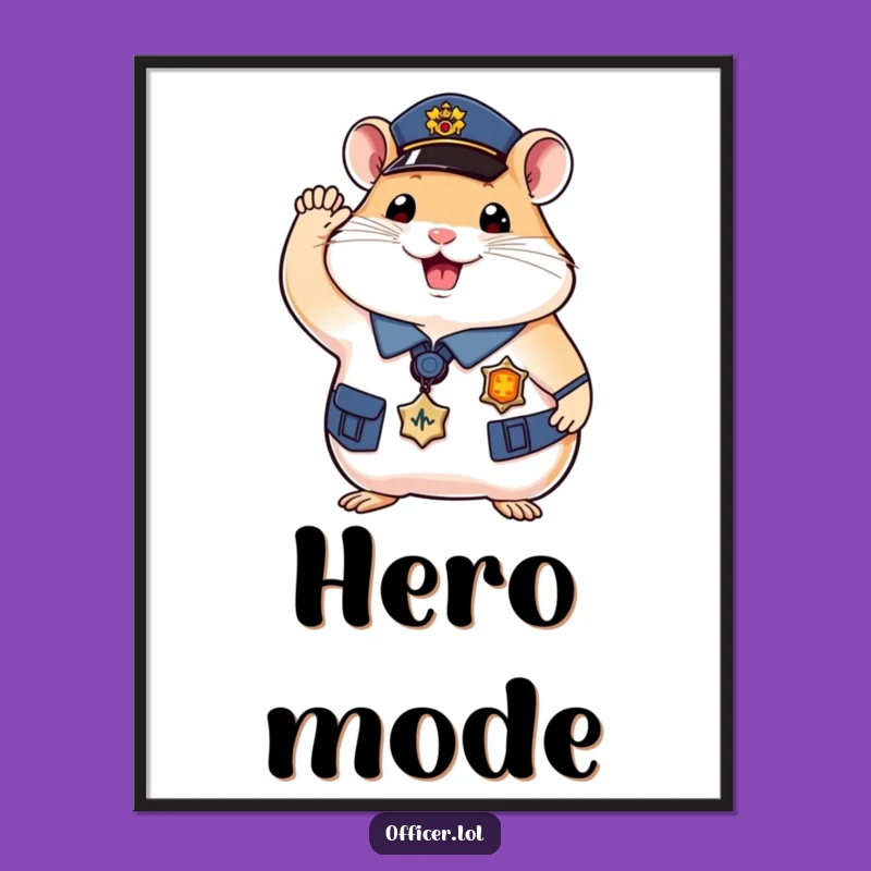 Funny Hamster Officer Digital Art - Instantly Downloadable & Adorable Wall Decor