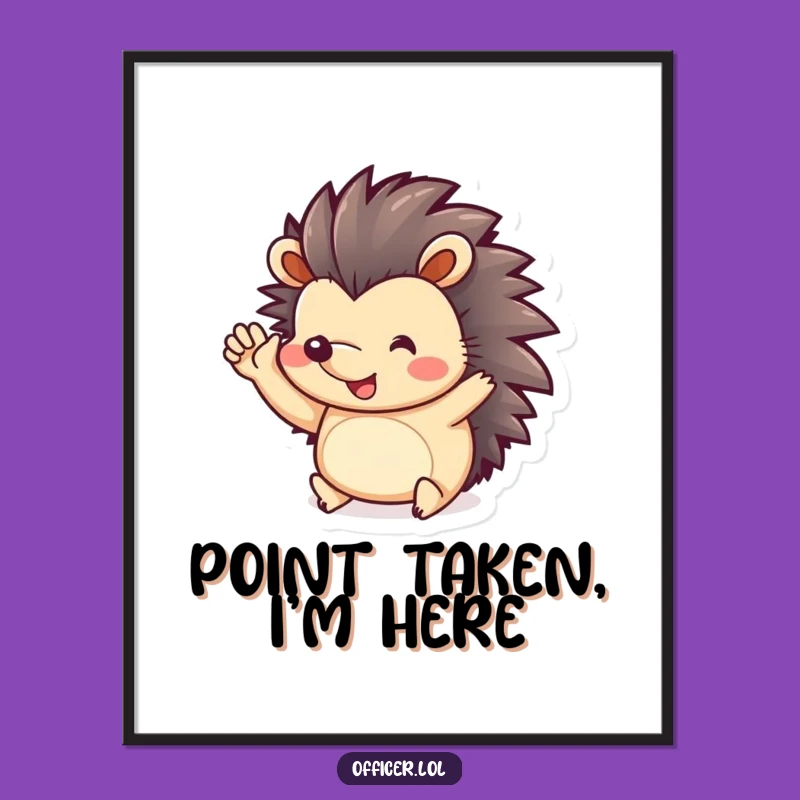 Funny Hedgehog Salute Digital Art Print: Decorate with Playful Charm and Instant Cheer