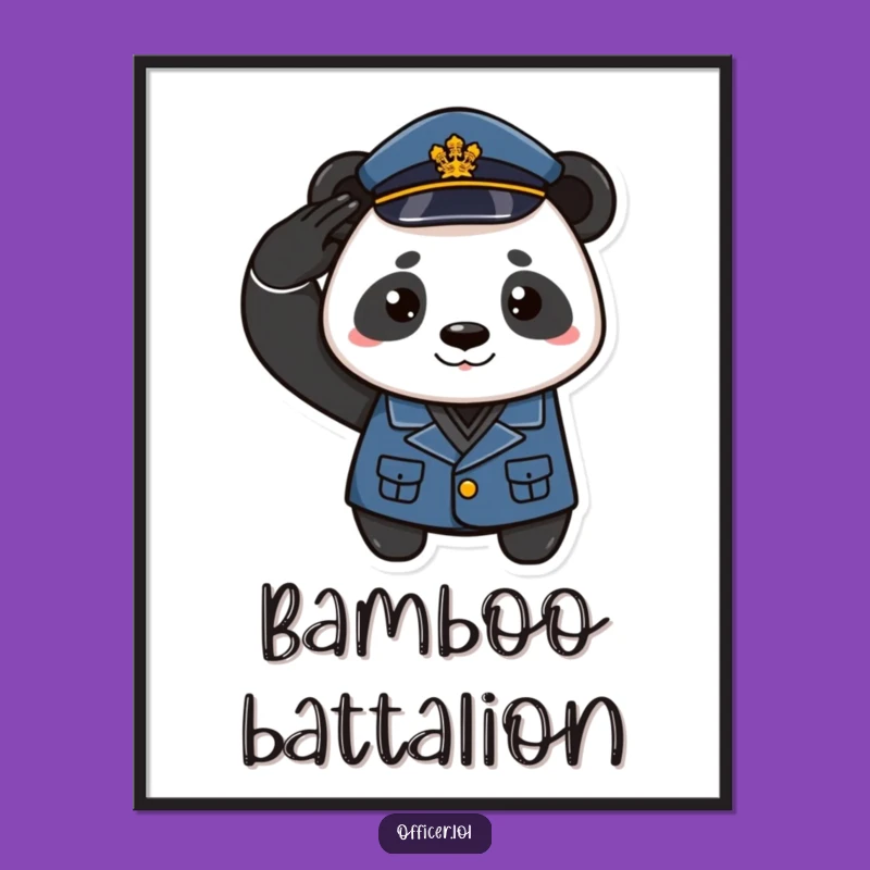 Funny Panda Officer Digital Print - Humorous Art with a Smirk