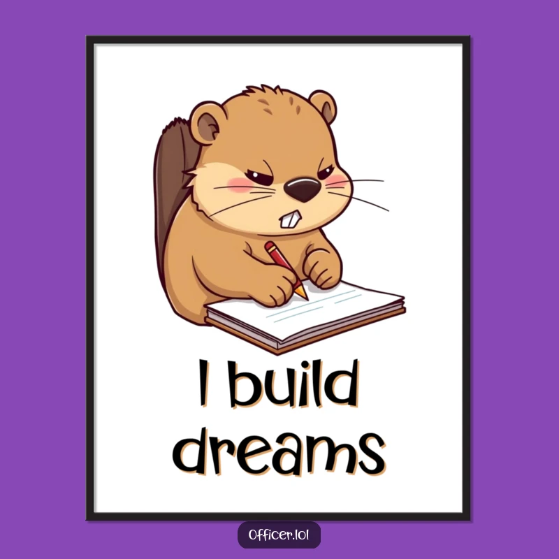 Funny Beaver Work-From-Home Art: Hilarious Digital Print for Your Office