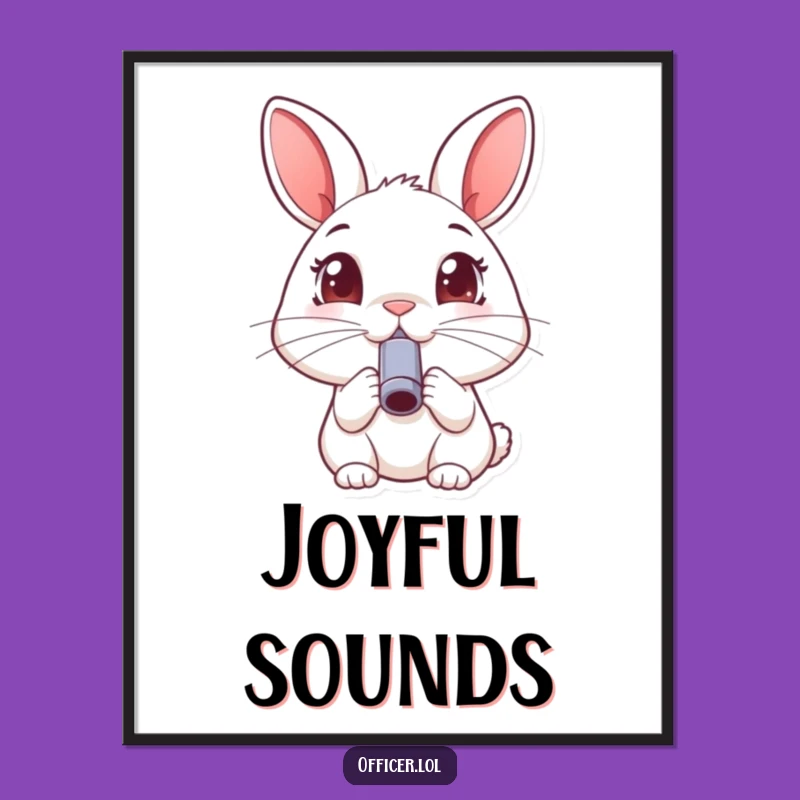 Funny Rabbit Whistle Digital Art: Joyful Wall Decor, Instant Funny Gift