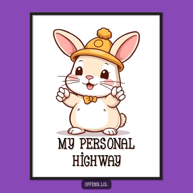 Funny Rabbit Traffic Digital Art: Playful Bunny Direction, Instant Funny Gift Download!