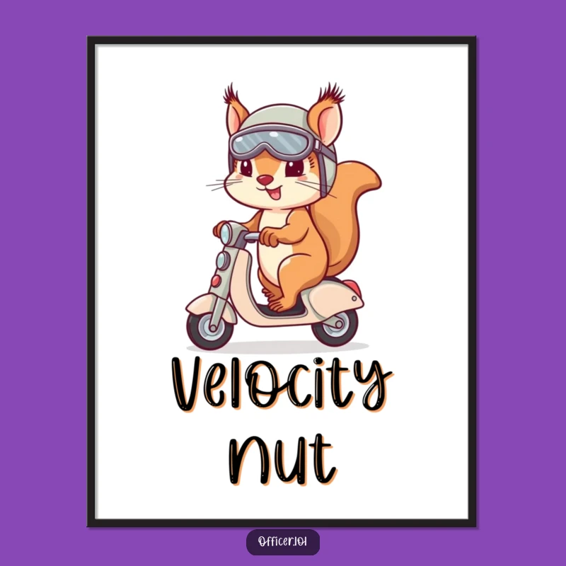 Funny Squirrel Digital Art - Determined Rider Print