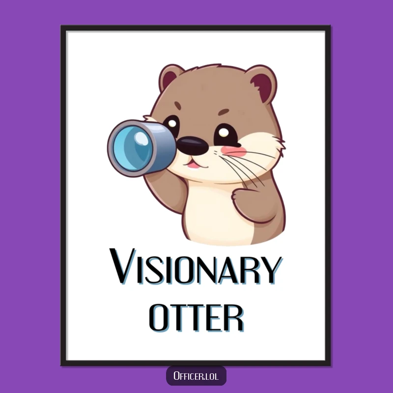 Funny Otter Spyglass Digital Art: Explorer Print, Instant Humorous Gift