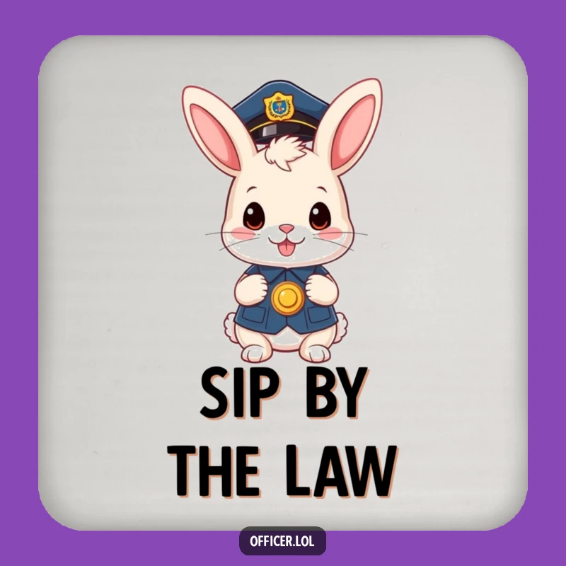 Funny Bunny Officer Coasters: Protect Surfaces with Adorable Authority!