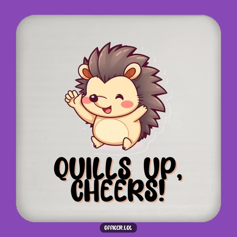 Funny Hedgehog Salute Coaster: Protect Surfaces with a Playful and Cheerful Touch